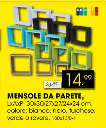 Dipo Arredamenti Smart Mensole da Parete 30x30/27x27/24x24cm offerta