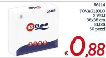 Bliss tovagliolo 2 veli