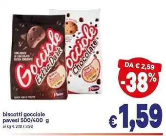 A&O Pavesi Gocciole Biscotti 500/400g offerta