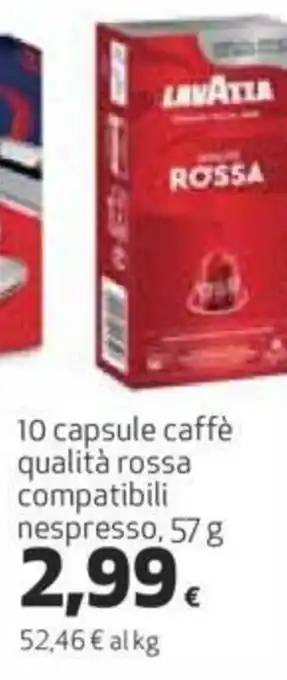 Ipercoop Lavazza 10 capsule caffè qualità rossa 57 g offerta