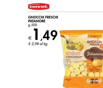 Bennet Patamore Gnocchi Freschi 500 G(ml) offerta