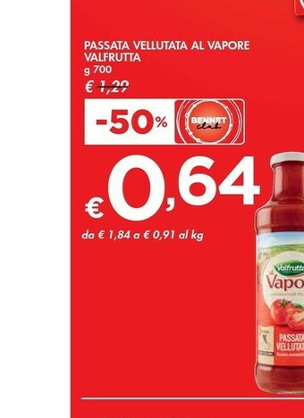 Bennet Valfrutta Passata Vellutata 700 G(ml) offerta