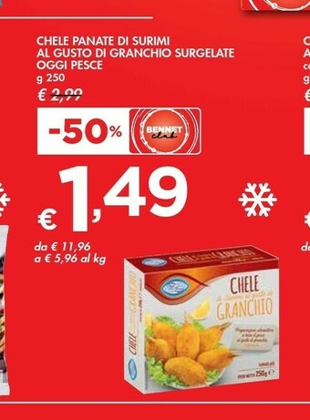 Bennet Oggi pesce Chele Panate Di Surimi Al Gusto Di Granchio Surgelate offerta