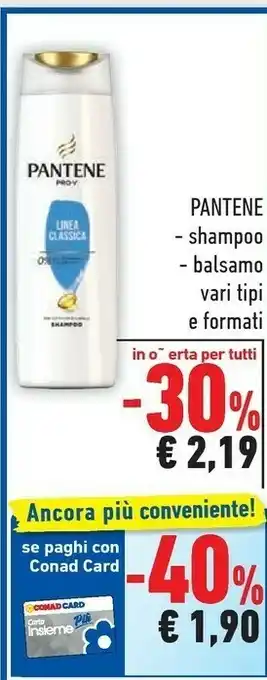 Conad Pantene Shampoo Balsamo Linea Classica offerta