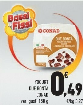 Conad Conad - Due Bontà Yogurt Cremoso Bianco Più Fragola 150 G(ml) offerta