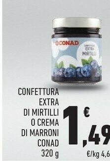 Conad Conad - Mirtilli Confettura Extra 320 G(ml) offerta