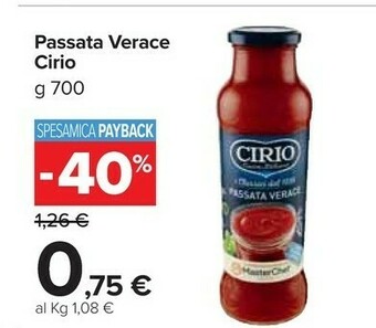 Carrefour Market Cirio La Verace Passata 700 G(ml) offerta