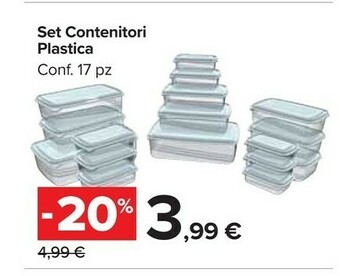 Carrefour Market Set Contenitori Plastica offerta