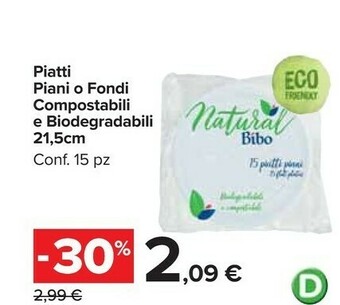 Carrefour Market Bibo Natural Piatti Piani offerta