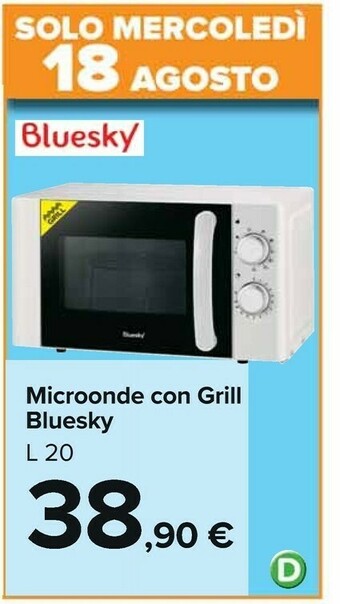 Carrefour Market Bluesky Microonde Con Grill offerta