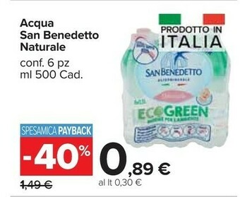 Carrefour Market San Benedetto Acqua Naturale offerta