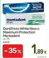 Carrefour Mentadent Dentifricio White New O Maximum Protection 75 Ml offerta