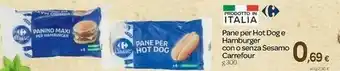 Carrefour Carrefour Pane Per Hot Dog E Hamburger Con O Senza Sesamo offerta