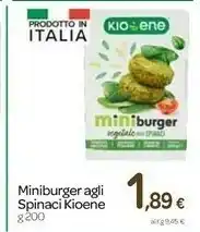 Carrefour Kioene Mini Burger Vegetali Agli Spinaci 200 G(ml) offerta