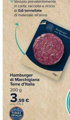 Carrefour Terre d'Italia Hamburger Di Marchigiana offerta