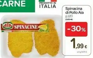 Carrefour Aia Spinacine Cotoletta Di Pollo E Tacchino Con Spinaci 220 G(ml) offerta