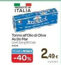 Carrefour Asdomar Tonno All'Olio Di Oliva 80 G(ml) offerta