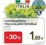 Carrefour Carrefour Uva Senza Semi Filiera Qualità offerta