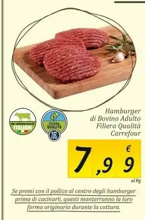 Carrefour Hamburger Di Bovino Adulto Filiera Qualita offerta