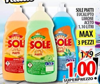Il Genio Supermercato Sole Piatti Eucalipto Limone Aceto 1,10 litri offerta