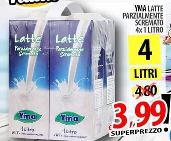 Il Genio Supermercato Yma Latte Parzialmente Scremato 4x 1 litro offerta