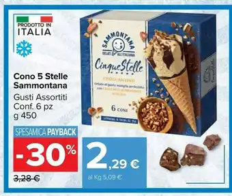 Carrefour Sammontana Cinque Stelle Panna 6 Coni 450 G(ml) offerta