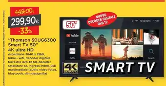DPiù Thomson 50UG6300 TV 127 Cm (50") 4K Ultra HD Smart TV Wi-Fi Nero offerta