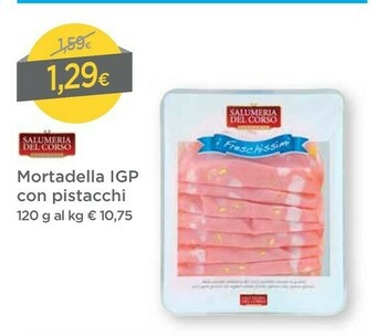 DPiù Salumeria del corso Mortadella Igp Con Pistacchi 120g offerta