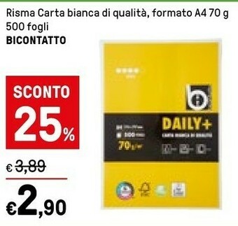 Iper La Grande Bicontatto Risma Carta Bianca Di Qualita Formato A4 70 G 500 Fogli offerta