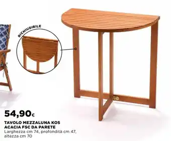 Ipercoop Tavolo Mezzaluna Kos Acacia FSC da Parete offerta