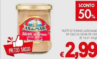 PrestoFresco Asdomar Filetti Di Tonno In Olio Di Oliva 180 G offerta