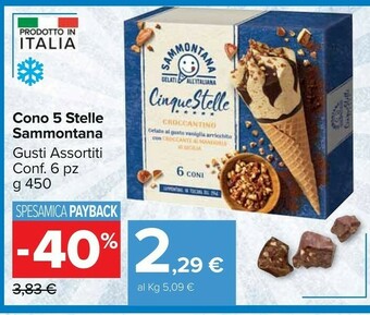 Carrefour Market Sammontana 6 Coni Cinque Stelle Caffè 450 G(ml) offerta