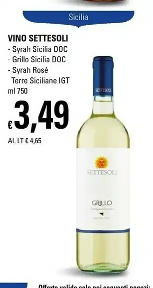 Basko Settesoli - Syrah Sicilia DOC 750 G(ml) offerta