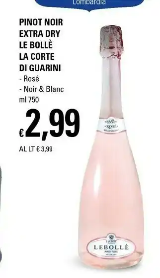 Basko Pinot Noir Extra Dry Le Bolle La Corte Di Guarini offerta