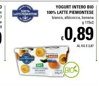 Basko Yogurt Intero Bio 100% Latte Piemontese offerta