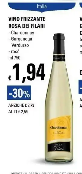 Basko Rosa Dei Filari Vino Frizzante Chardonnay/Garganega/Rose offerta
