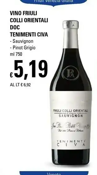 Basko Tenimenti civa Vino Friuli Colli Orientali Doc offerta