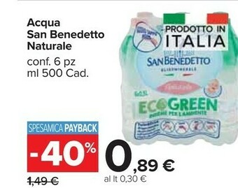 Carrefour Market San Benedetto Acqua Naturale offerta