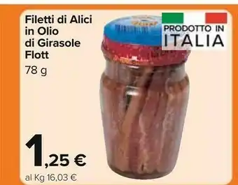 Carrefour Market Flott Filetti Di Alici In Olio Di Girasole offerta