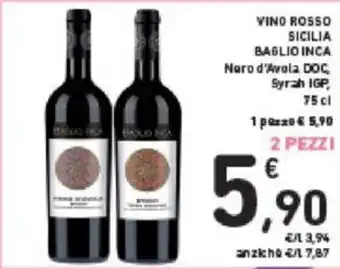 Conad Baglio Inca Vino Rosso Sicilia 75 cl offerta