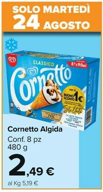 Carrefour Market Algida Cornetto Classico Formato Speciale 480 G(ml) offerta