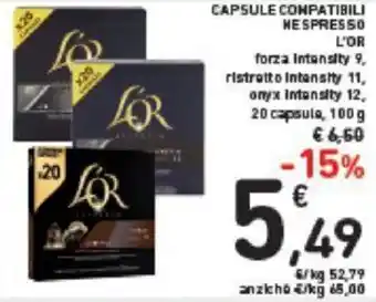 Conad L'Or Capsule Compatibili Nespresso 100 g offerta