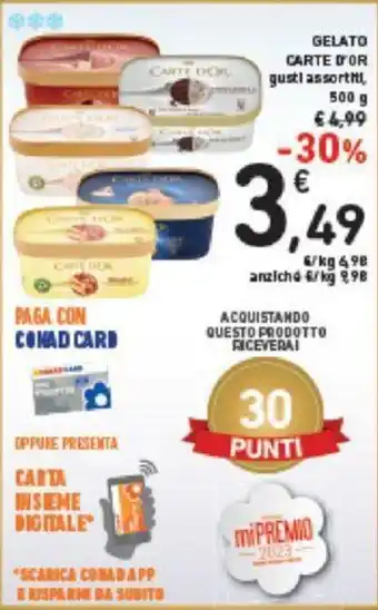 Conad Gelato Carte D'Or gusti assortiti 500 g offerta