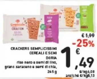 Conad Doria Crackers Semplicissimi Cereali e Semi 245 g offerta