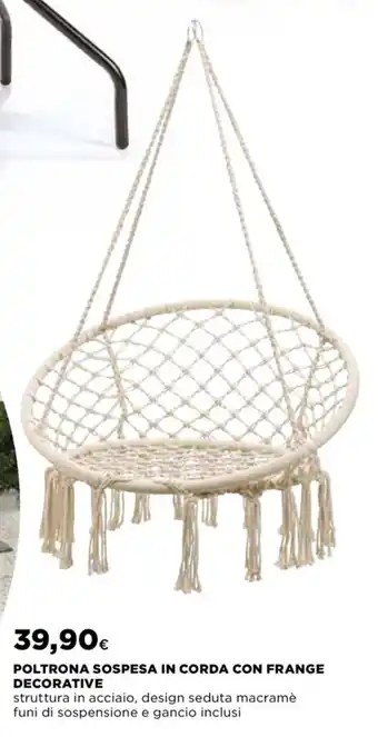 Poltrona Sospesa in Corda con Frange Decorative