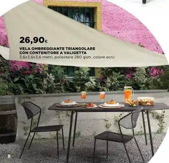 Ipercoop Vela Ombreggiante Triangolare con Contenitore a Valigetta offerta