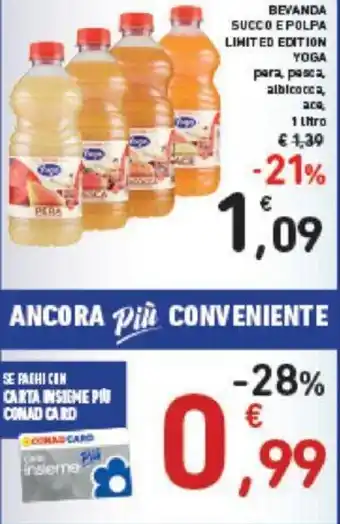 Conad Yoga Bevanda Succo e Polpa Limited Edition 1 litro offerta