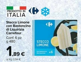 Carrefour Market Carrefour - Stecco Limone Con Bastoncino Di Liquirizia 480 G(ml) offerta
