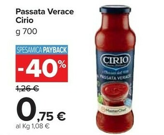 Carrefour Market Cirio La Verace Passata 700 G(ml) offerta