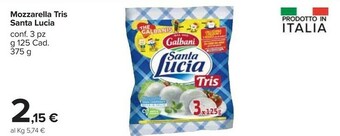 Carrefour Market Galbani Santa Lucia Tris Mozzarella 375 G(ml) offerta